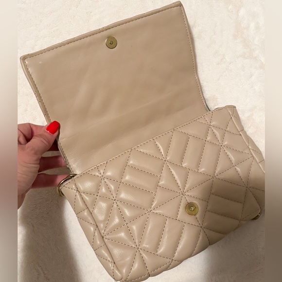 Zara Tan Quilted Shoulder Bag with Chain Strap - Picture 3 of 5